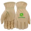 John Deere Work Gloves, Men's, L, Shirred Elastic Cuff, Cowhide Leather JD84013-L